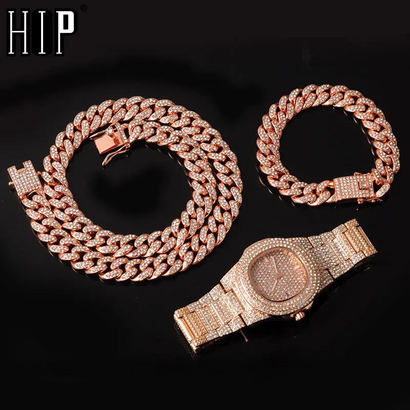 13MM 3pcs Rose Necklace +Watch+Bracelet Hip Hop Miami Curb Cuban Chain Iced Out Paved Rhinestones CZ Bling For Men Jewelry 
13MM 3pcs Rose Necklace +Watch+Bracelet Hip Hop Miami Curb Cuban Chain Iced Out Paved Rhinestones CZ Bling For Men Jewelry
