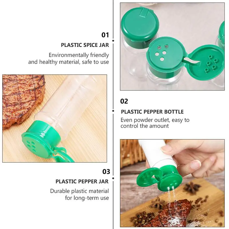 10/12/24/30/40pcs Seasoning Bottle Plastic Spice Pot Pepper Shakers Salt Jar Condiment Bottles for Barbecue(Green/Red/Black) 
10/12/24/30/40pcs Seasoning Bottle Plastic Spice Pot Pepper Shakers Salt Jar Condiment Bottles for Barbecue(Green/Red/Black)