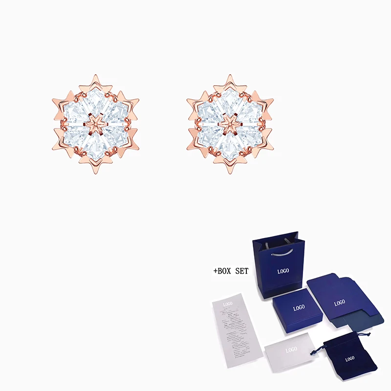 Fashion SWA New MAGIC Pierced Earrings Rose Gold Delicate Snowflake Pattern Decoration Crystal Female Wild Jewelry Romantic Gift
Fashion SWA New MAGIC Pierced Earrings Rose Gold Delicate Snowflake Pattern Decoration Crystal Female Wild Jewelry Romantic Gift
