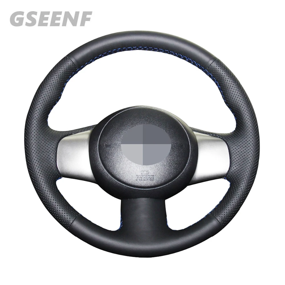 Чехол рулевого колеса автомобиля для Nissan March 2010-2015 Versa 2012-2014 Sunny 2011-2013 черная сшитая