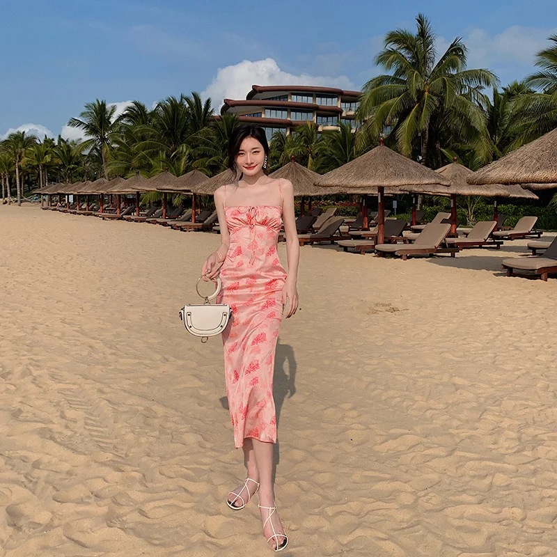 Korejepo Women Dress Spaghetti Strap 2021 Summer New Beach Style Sexy Temperament Pink Floral Lace High Waist Long Dress Female
Korejepo Women Dress Spaghetti Strap 2021 Summer New Beach Style Sexy Temperament Pink Floral Lace High Waist Long Dress Female