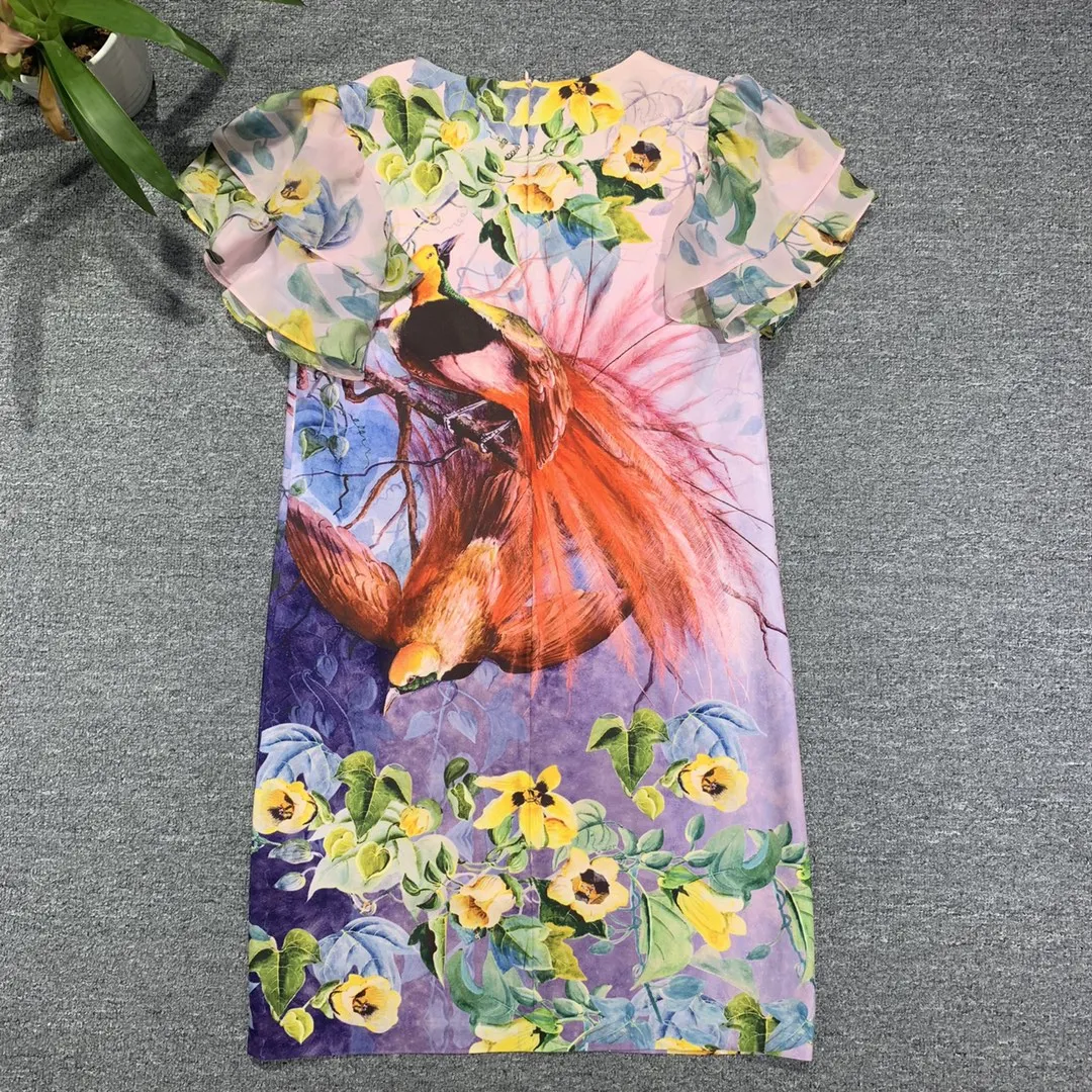 2021 Summer Fashion Holiday Dresses Women's Short Sleeves Colourful Bird Print Diamond Crystal Straigth Dress
2021 Summer Fashion Holiday Dresses Women's Short Sleeves Colourful Bird Print Diamond Crystal Straigth Dress