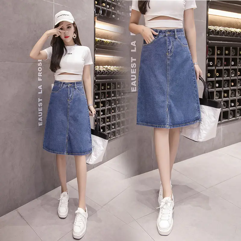 summer women clothing denim fabric washed skirts a-line knee length high waist plus size 5xl women skirts cowboy solid color 
summer women clothing denim fabric washed skirts a-line knee length high waist plus size 5xl women skirts cowboy solid color