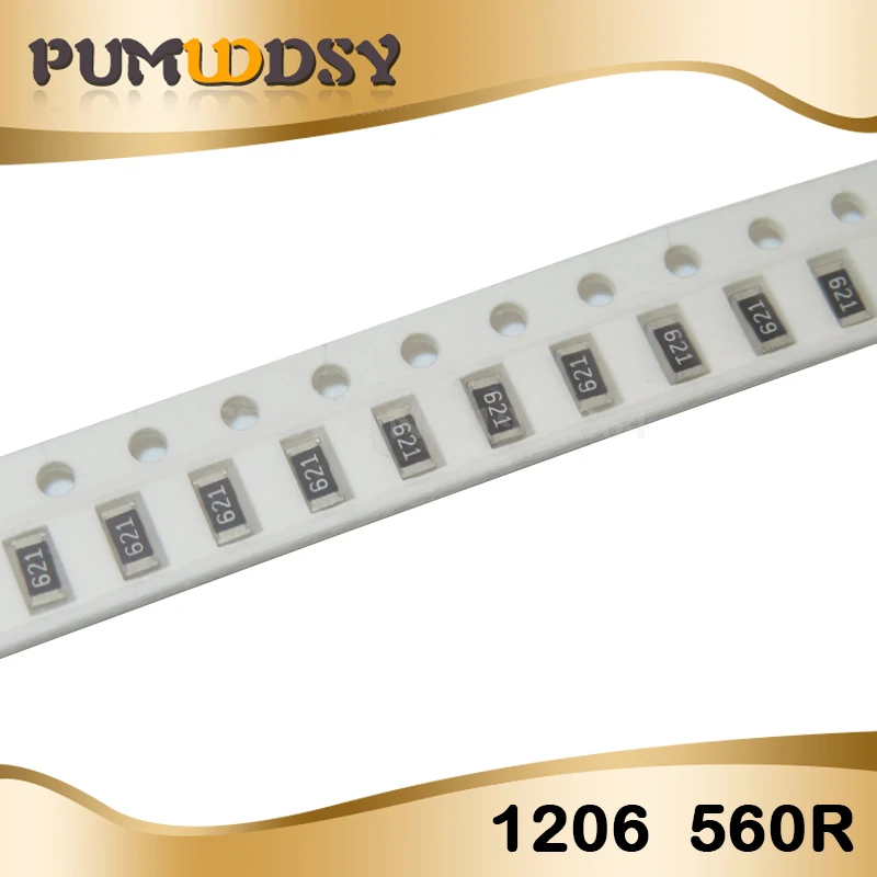 100 шт. 1206 SMD резистор 560 Ом Чип 0 25 Вт 1/4 560R 561 | Электронные компоненты и