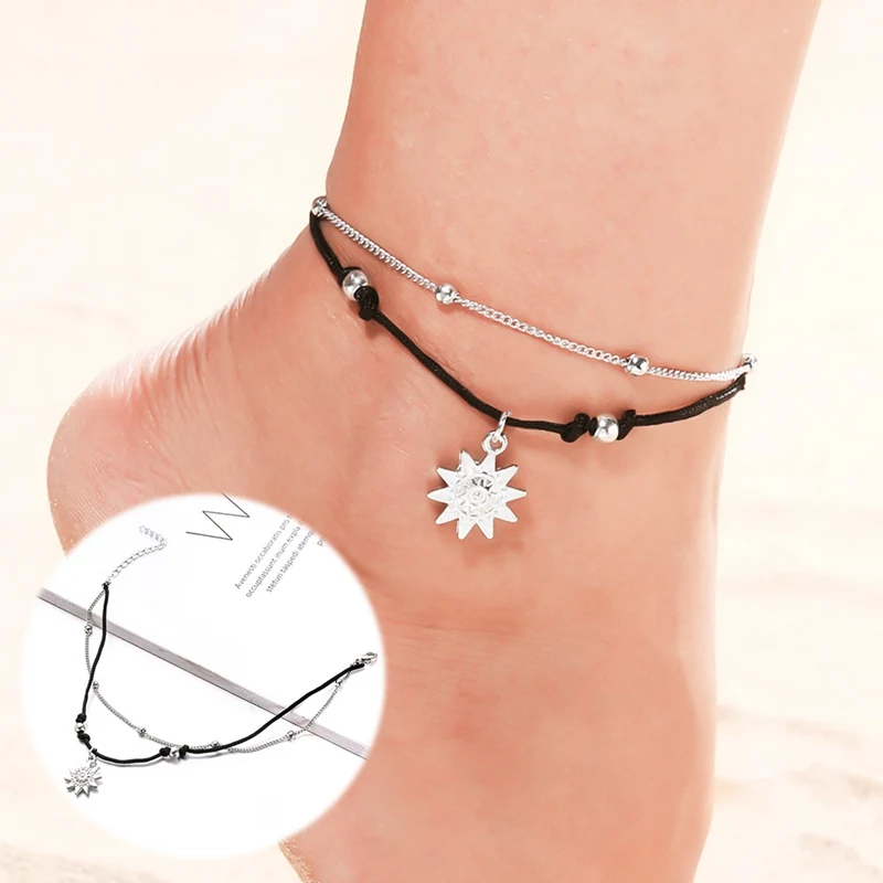Women Fashion Beach Ankle Bracelet Vintage Anklets Double Layer Anklets Sun Pendent Anklet Summer Foot Jewelry
Women Fashion Beach Ankle Bracelet Vintage Anklets Double Layer Anklets Sun Pendent Anklet Summer Foot Jewelry