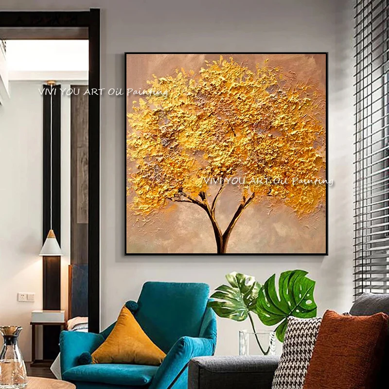 Hand Painted Knife Gold Tree Oil Painting On Canvas Large Palette 3D Paintings For Living Room Modern Wall Art Pictures
Hand Painted Knife Gold Tree Oil Painting On Canvas Large Palette 3D Paintings For Living Room Modern Wall Art Pictures
