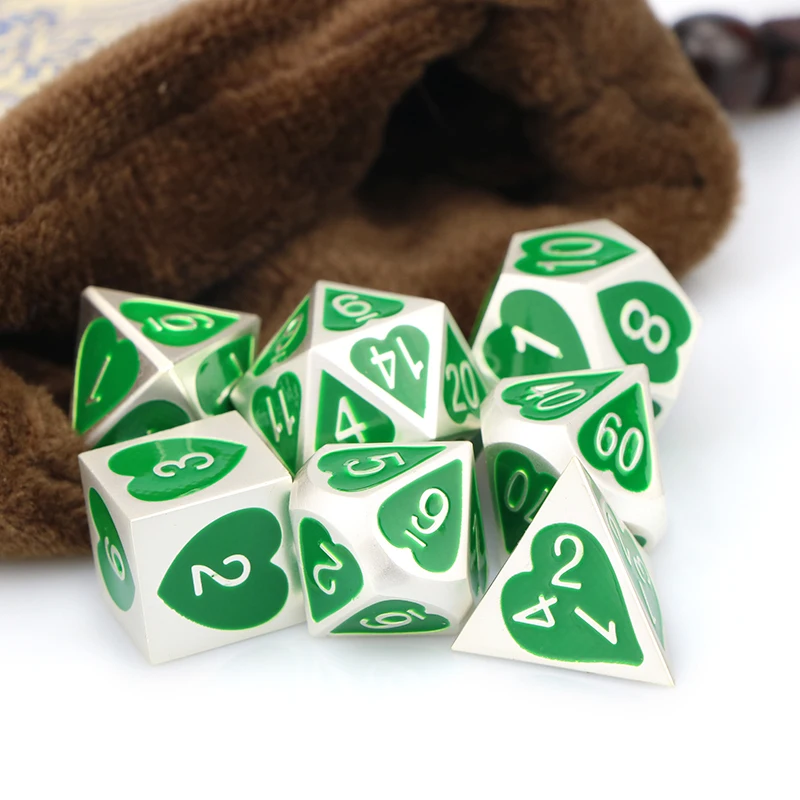 Металлические кости игральные dnd комплект d & полиэдральный металлические сердце