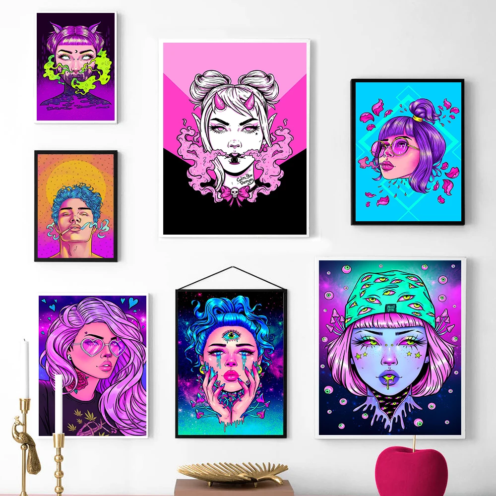 Neon Abstract Fashion Bad Girl Canvas Print Feminism Wall Art Magic Witch's Eye Poster Picture Living Room Decoration Gift
Neon Abstract Fashion Bad Girl Canvas Print Feminism Wall Art Magic Witch's Eye Poster Picture Living Room Decoration Gift