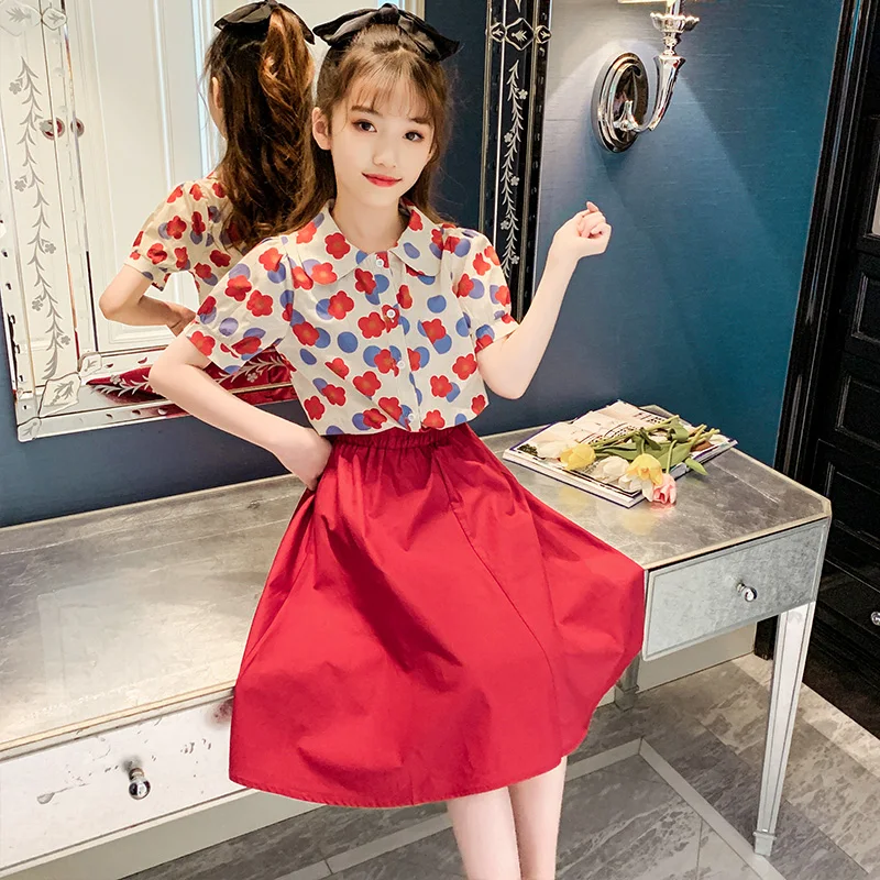 Floral Shirt and Skirt Girls Set 3-15 Years Old Children's Clothing Short Sleeve Turn-down Collar Kids Casual Clothes Two Pieces
Floral Shirt and Skirt Girls Set 3-15 Years Old Children's Clothing Short Sleeve Turn-down Collar Kids Casual Clothes Two Pieces