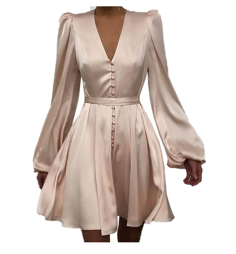 plus size Dress Fashion Elegant Women Satin Solid Long Sleeve Dress Button A-Line Mini Dress Casual Loose V-Neck Party Vestido
plus size Dress Fashion Elegant Women Satin Solid Long Sleeve Dress Button A-Line Mini Dress Casual Loose V-Neck Party Vestido