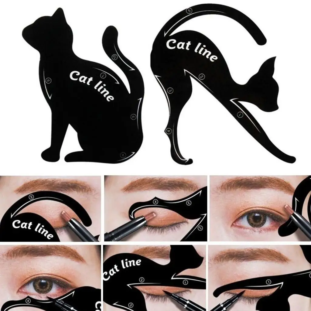 2Pcs/lot Charming Cat Line Eye Makeup Tool Eyeliner Stencils Template Shaper For Eye Makeup Eyebrow Stencils
2Pcs/lot Charming Cat Line Eye Makeup Tool Eyeliner Stencils Template Shaper For Eye Makeup Eyebrow Stencils