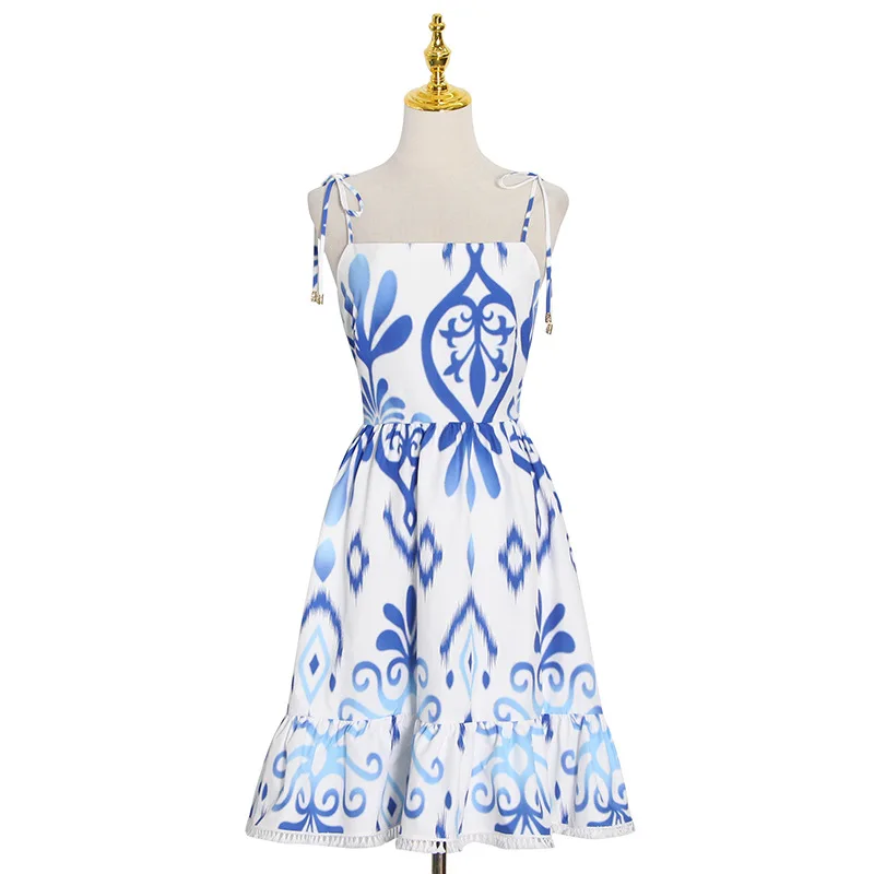 Early new retro court style printing short temperament high waist slim suspender dress women 83431
Early new retro court style printing short temperament high waist slim suspender dress women 83431