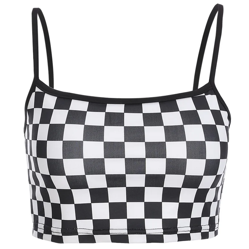 H Home European and American Black and White Plaid Stitching Camisole Women's Summer Ins Super Hot Inner Bottoming Shirt Top H
H Home European and American Black and White Plaid Stitching Camisole Women's Summer Ins Super Hot Inner Bottoming Shirt Top H