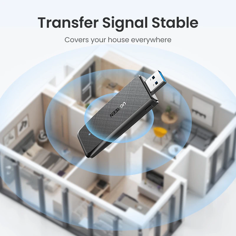 UGREEN WiFi адаптер USB3.0 AC1300Mbps 5 8G & 2 4G двухдиапазонный USB для ПК настольного ноутбука