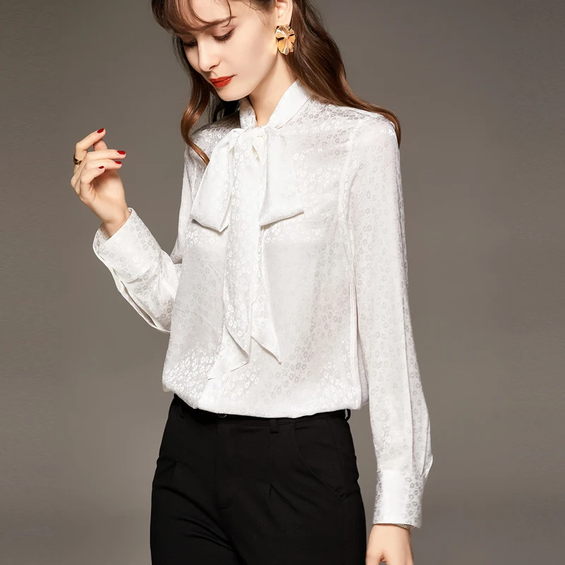 100% Natural Silk Women's Shirt Lace Up Bow Collar Long Sleeves Floral Printed Elegant High Street Blouse Tops
100% Natural Silk Women's Shirt Lace Up Bow Collar Long Sleeves Floral Printed Elegant High Street Blouse Tops