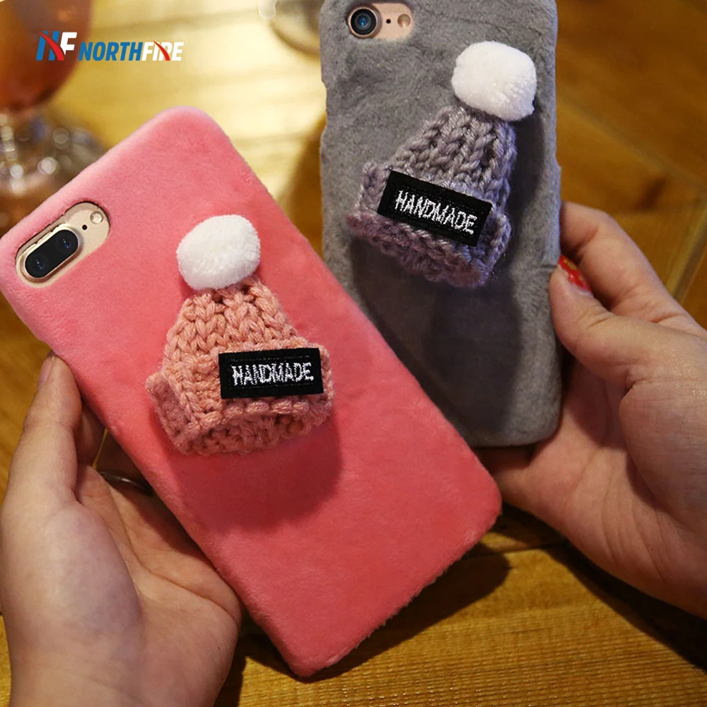 NORTHFIRE Hat Girly Warm Plush Case For iPhone 11/11 Pro Max XR X XS Soft Back Cover 6/6S/7/8 Plus Gift Coque Fundas |