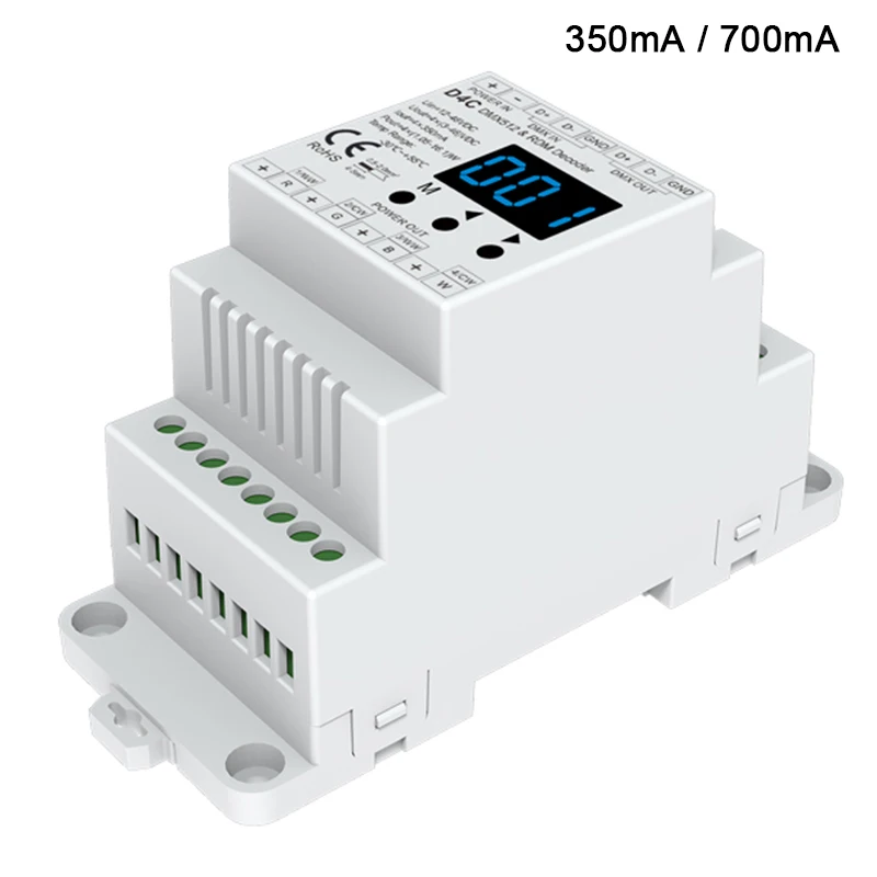 350mA/700mA 4CH CC DMX512 & RDM Decoder D4C RGB/RGBW led controller PWM current receiver Digita display 12-48V DC
350mA/700mA 4CH CC DMX512 & RDM Decoder D4C RGB/RGBW led controller PWM current receiver Digita display 12-48V DC