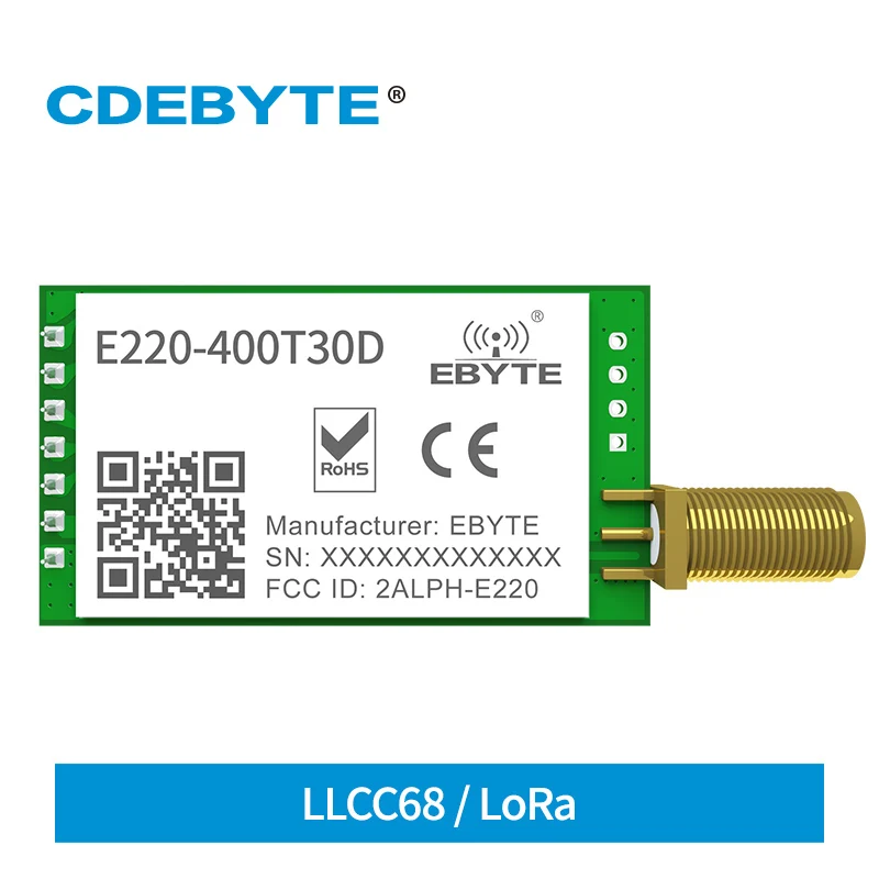 E220-400T30D LoRa Wireless UART 433MHz 470MHz 30dBm Module LLCC68 LoRa Spread Spectrum DIP UART Interface SMA-K Antenna
E220-400T30D LoRa Wireless UART 433MHz 470MHz 30dBm Module LLCC68 LoRa Spread Spectrum DIP UART Interface SMA-K Antenna