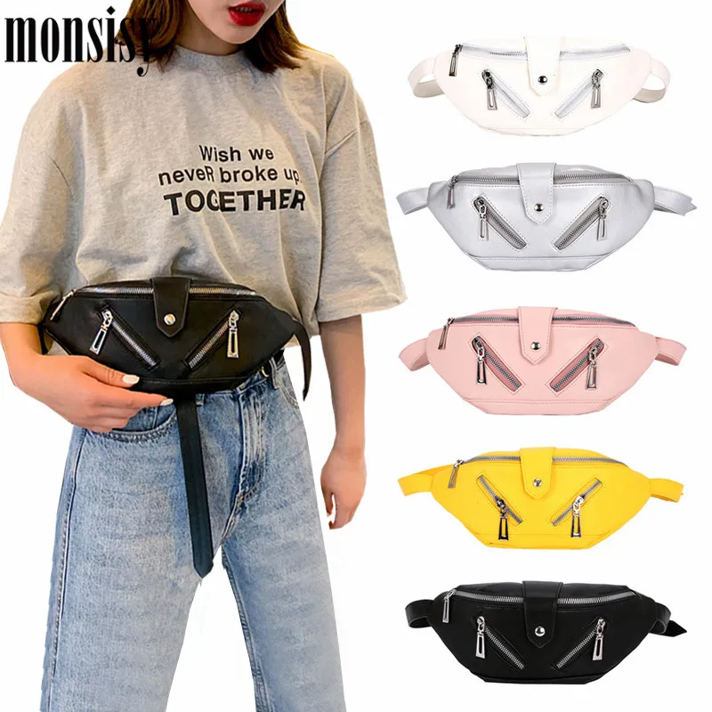 Monsisy 2019 поясная сумка для женщин и мужчин PU денег карман телефона молния поясные
