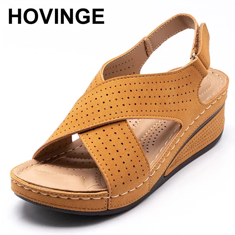 Сандалии HOVINGE женские на платформе, удобные босоножки на танкетке, с круглым носком, мягкая пляжная подошва, большие размеры, лето 
Сандалии HOVINGE женские на платформе, удобные босоножки на танкетке, с круглым носком, мягкая пляжная подошва, большие размеры, лето