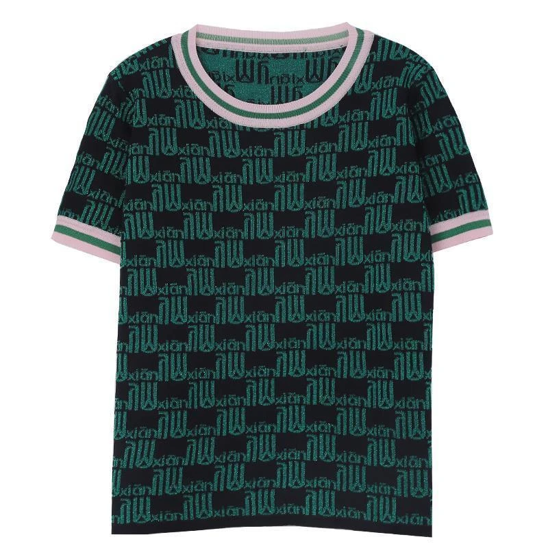 Summer Loose Casual Letter Jacquard Ice Silk Knitted Shorts Two Piece Set Women Korean Fashion Casual Shorts Women's Tracksuits
Summer Loose Casual Letter Jacquard Ice Silk Knitted Shorts Two Piece Set Women Korean Fashion Casual Shorts Women's Tracksuits