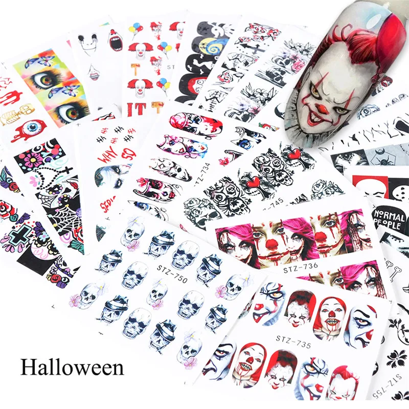 New 24 Pcs Halloween Nail Art Water Sticker Set Anime Skull Bone Decals Gel Polish Slider Accessories Nail Decorations
New 24 Pcs Halloween Nail Art Water Sticker Set Anime Skull Bone Decals Gel Polish Slider Accessories Nail Decorations
