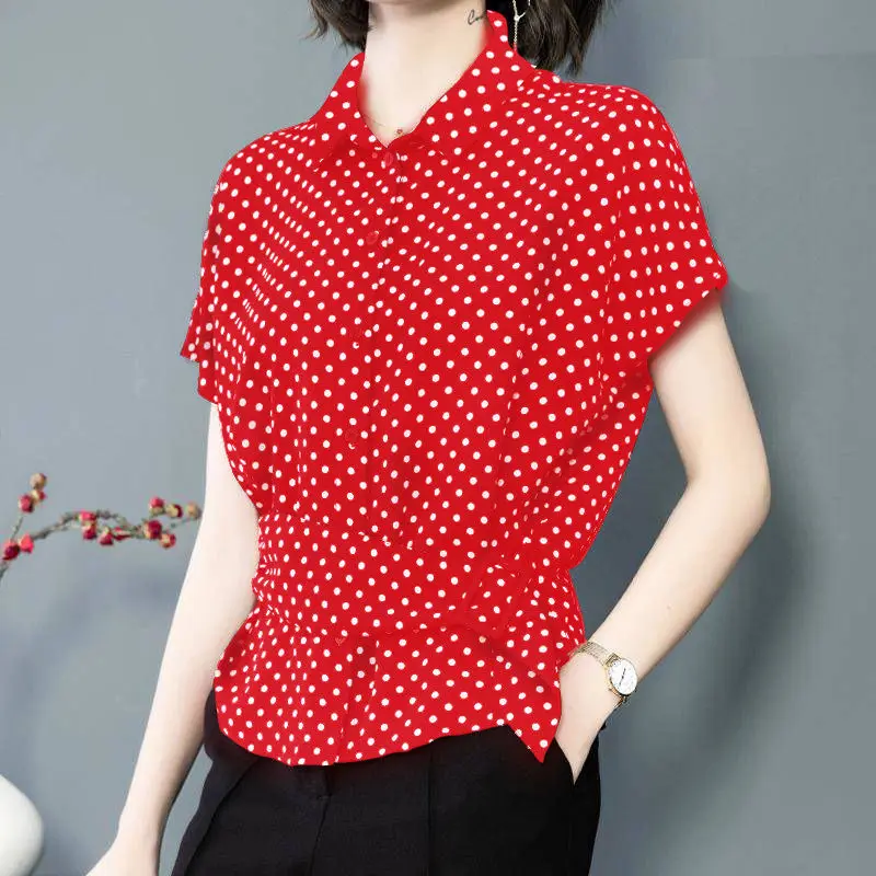 Women Short Sleeve Polka Dot Printed Chiffon Blouses Shirts Lady Casual Spring Summer Blusas Tops Plus Size M-4XL
Women Short Sleeve Polka Dot Printed Chiffon Blouses Shirts Lady Casual Spring Summer Blusas Tops Plus Size M-4XL