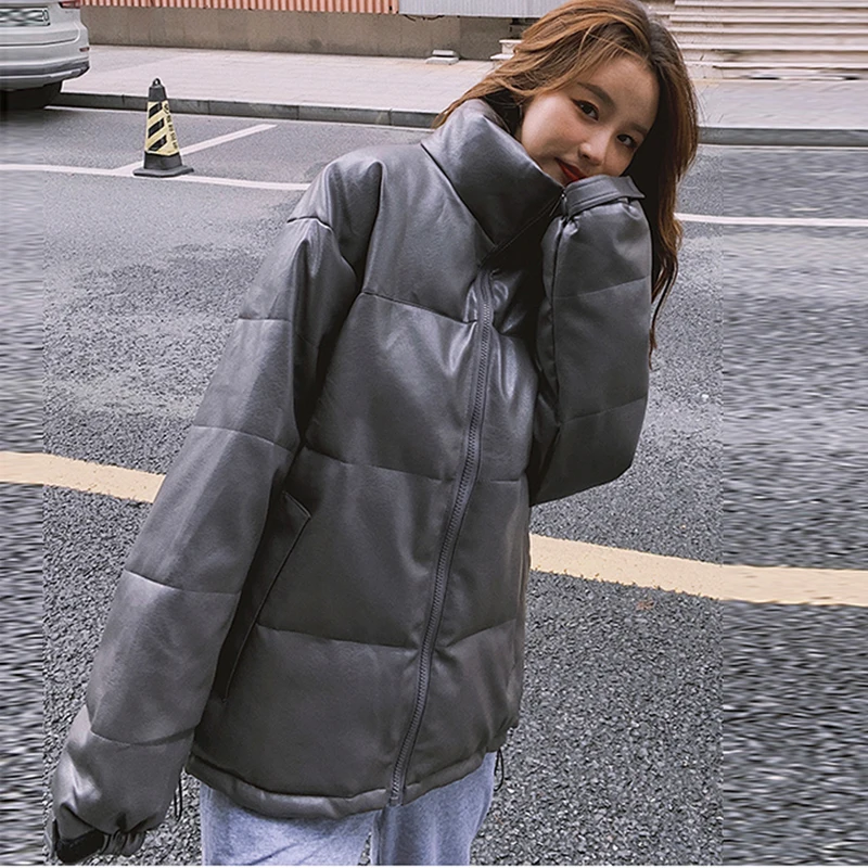 AOSSVIAO Faux Leather Parkas Women Fashion PU Leather Coats Women Elegant Zipper Cotton Jackets Female Ladies Winter Coat 2020
AOSSVIAO Faux Leather Parkas Women Fashion PU Leather Coats Women Elegant Zipper Cotton Jackets Female Ladies Winter Coat 2020
