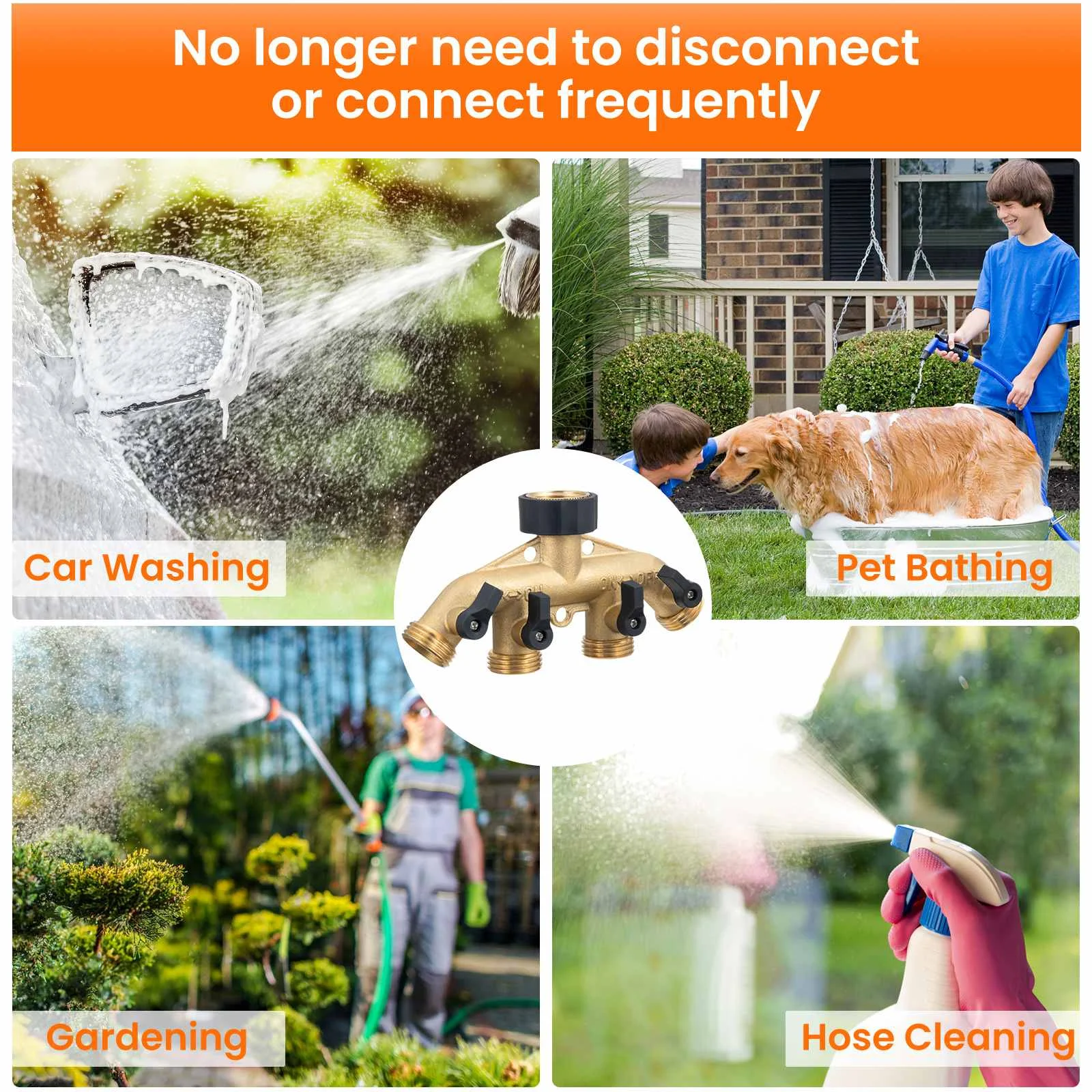4 Way Hose Splitter 3/4" Ball Valve Brass Cock Connector American Standard Garden Irrigation Distributor Car Washing Accessories
4 Way Hose Splitter 3/4" Ball Valve Brass Cock Connector American Standard Garden Irrigation Distributor Car Washing Accessories