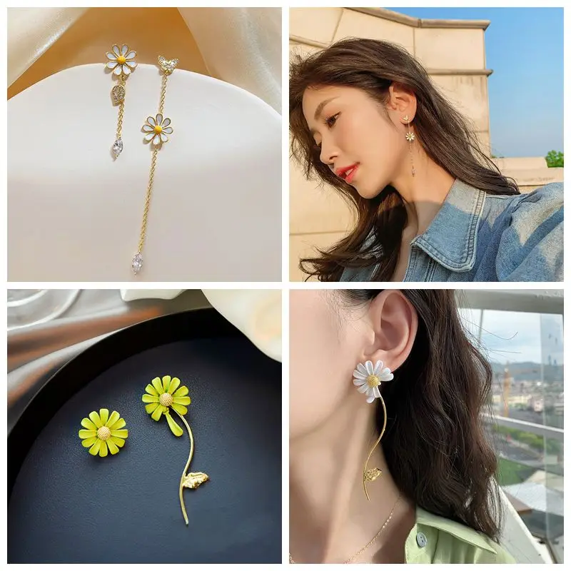 MC 2021 New Korean Long Daisy Flower Earrings For Women Asymmetrical Delicate Yellow/Green/White Flower Earring Sweet Jewelry
MC 2021 New Korean Long Daisy Flower Earrings For Women Asymmetrical Delicate Yellow/Green/White Flower Earring Sweet Jewelry