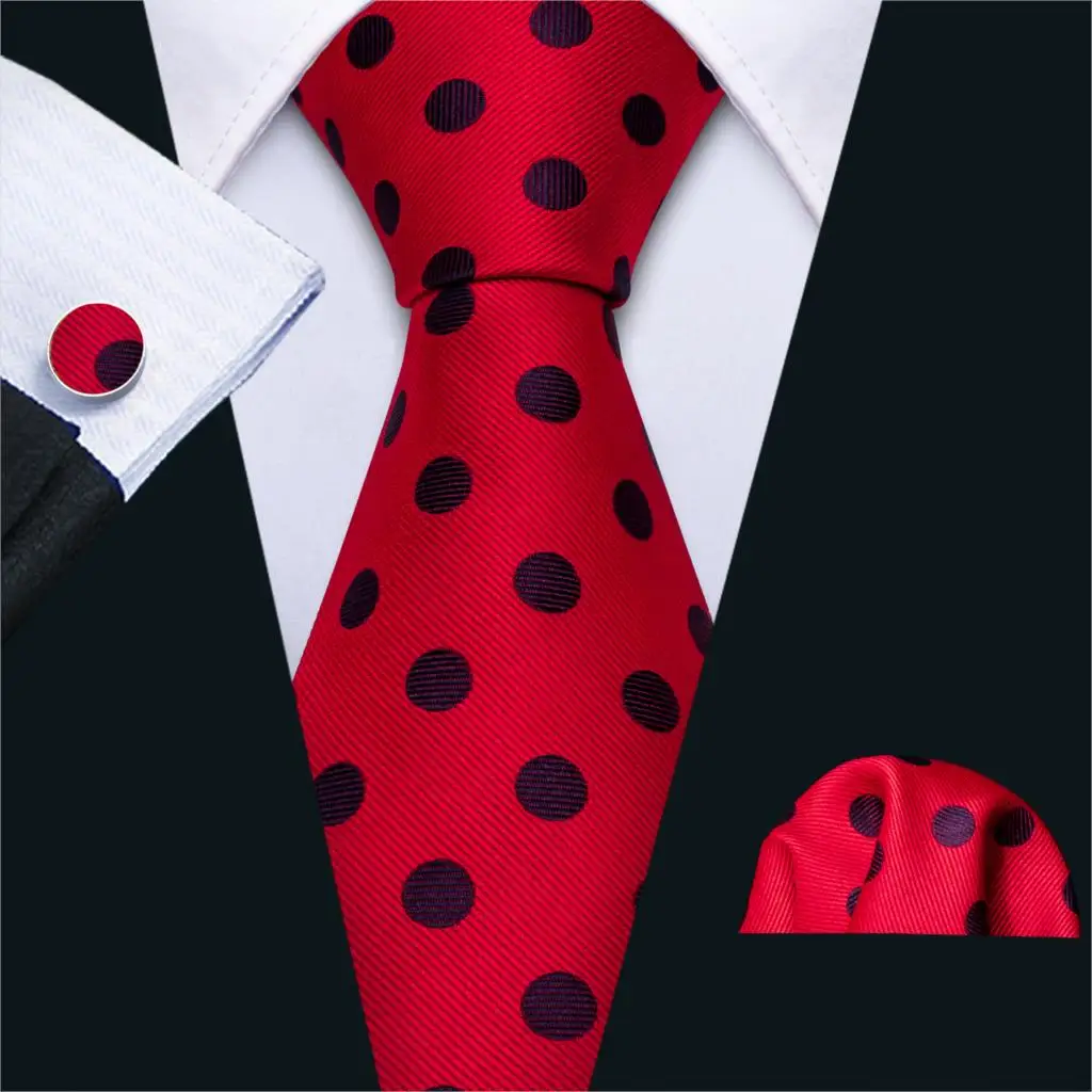 Mens Wedding Tie Red Dot Silk Tie Hanky Set Barry.Wang Jacquard Woven Fashion Designer Neck Ties For Men Party FA-5251
Mens Wedding Tie Red Dot Silk Tie Hanky Set Barry.Wang Jacquard Woven Fashion Designer Neck Ties For Men Party FA-5251