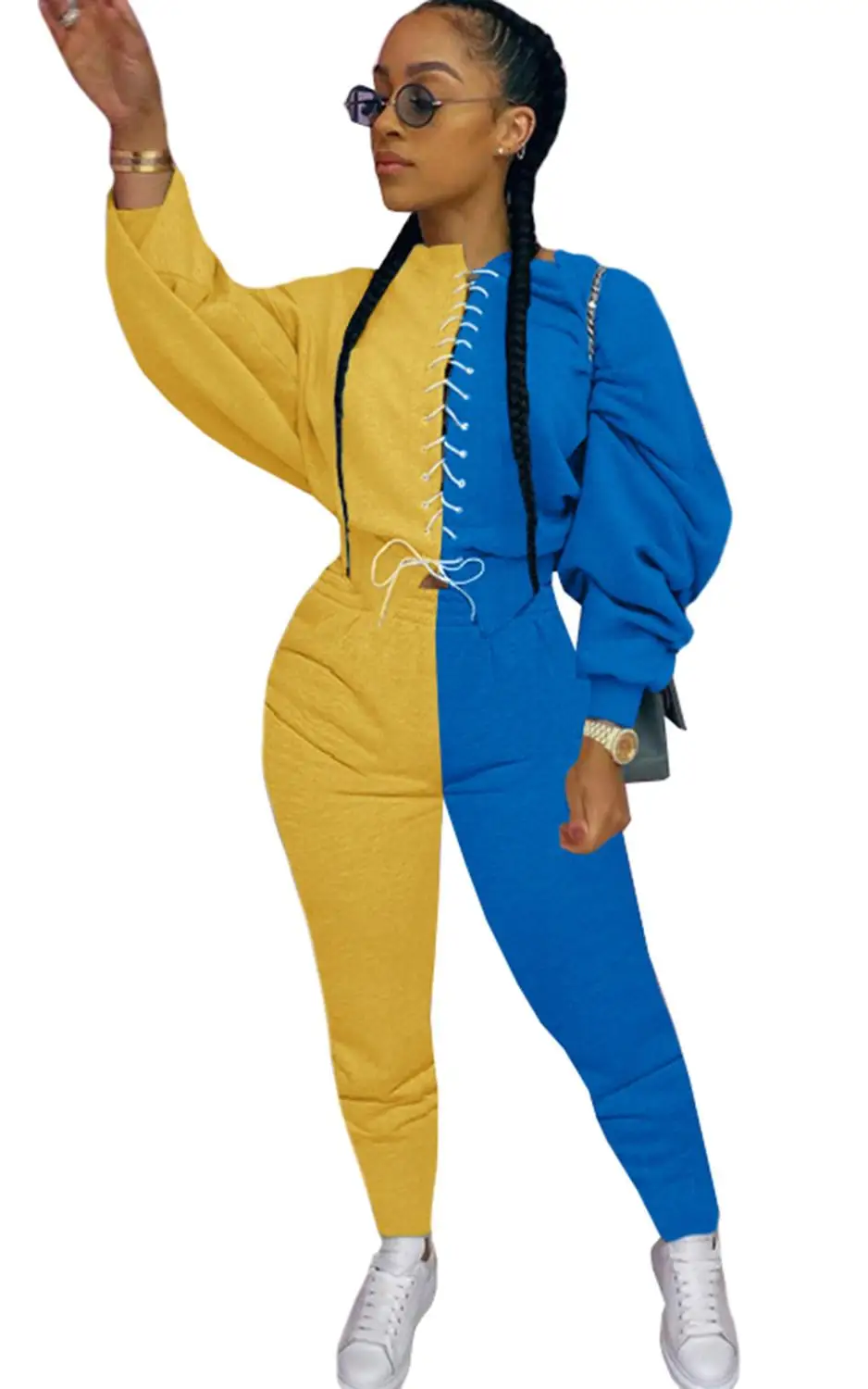 Autumn new fashion stitching casual women's suit loose o-neck long sleeve T-shirt and trousers 2-piece set
Autumn new fashion stitching casual women's suit loose o-neck long sleeve T-shirt and trousers 2-piece set