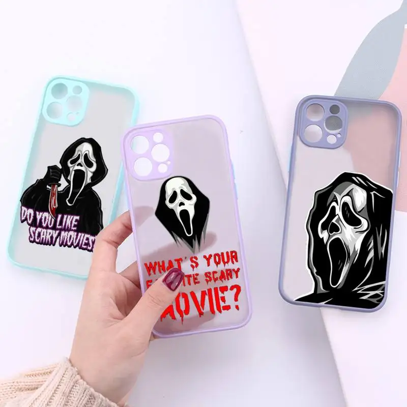 

ghostface Phone Case For iPhone 13 12 11 Mini Pro XR XS Max 7 8 Plus X Matte transparent Purple Back Cover