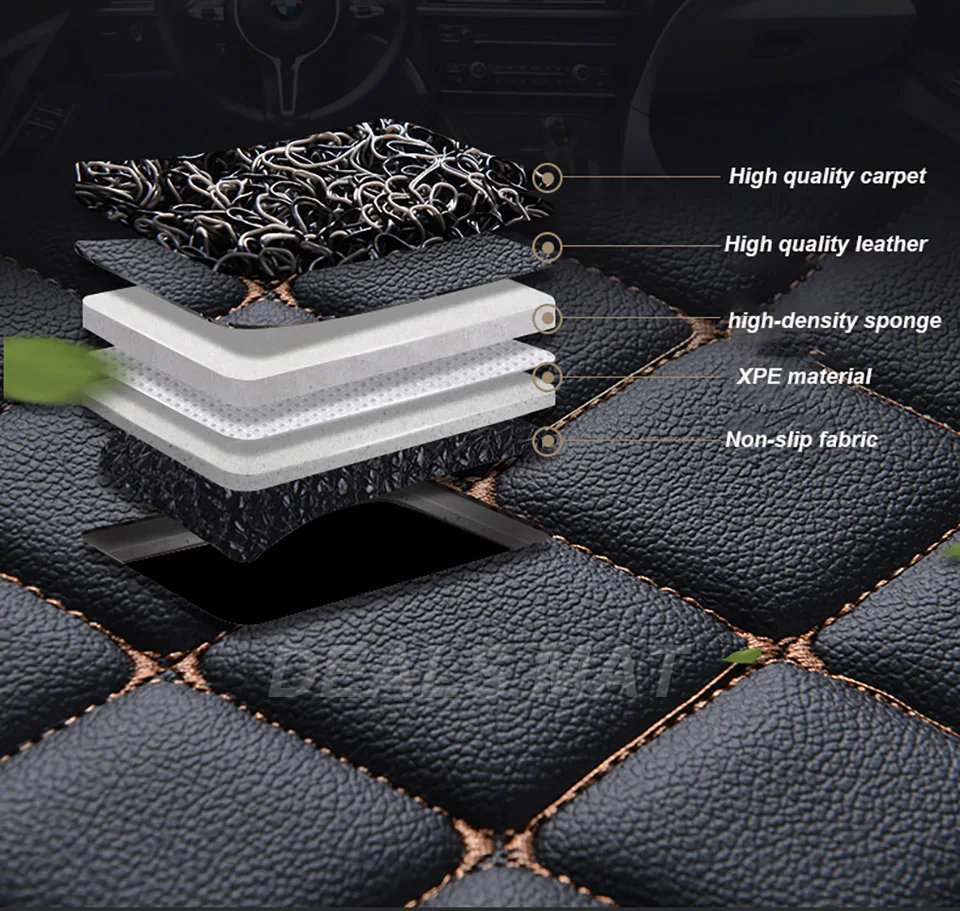 Двухслойный Кожаный 3D интерьерный коврик под заказ автомобильный напольный для