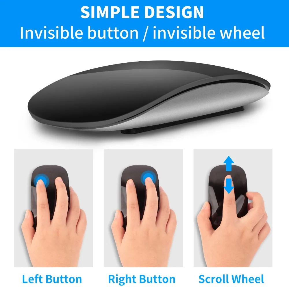 Bluetooth Wireless Arc Touch Magic Mouse Ergonomic Ultra Thin Rechargeable Mouse Optical 1600 DPI Mause For Apple Macbook Mice
Bluetooth Wireless Arc Touch Magic Mouse Ergonomic Ultra Thin Rechargeable Mouse Optical 1600 DPI Mause For Apple Macbook Mice