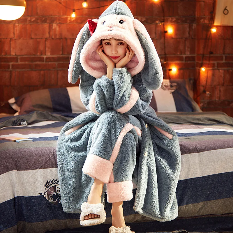 Robe Sets Pajamas Women Thickening Plus Velvet Coral Velvet Cute Flannel Long Robe Bathrobe Nightgown
Robe Sets Pajamas Women Thickening Plus Velvet Coral Velvet Cute Flannel Long Robe Bathrobe Nightgown
