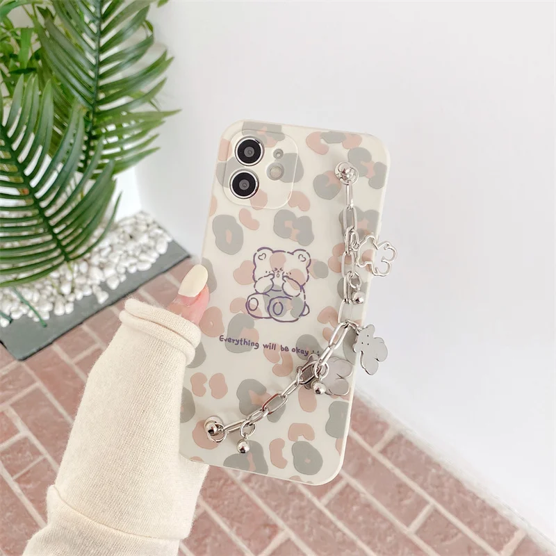Милый браслет с медведем, ремешок на запястье, чехол для телефона iphone 12 11 Pro XS Max 7 8 plus XR X SE 2020, мягкий чехол с леопардовым принтом, чехлы 
Милый браслет с медведем, ремешок на запястье, чехол для телефона iphone 12 11 Pro XS Max 7 8 plus XR X SE 2020, мягкий чехол с леопардовым принтом, чехлы