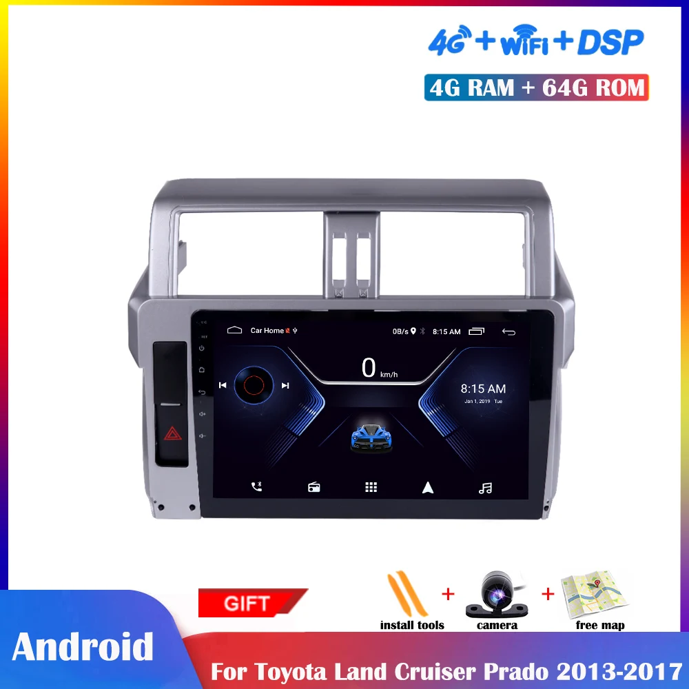 

Мультимедийный плеер на платформе Android, 10,1 дюйма, для Toyota Land Cruiser Prado 150, 2013, 2014-2017, DSP, автомобильное радио, стерео, GPS-навигация