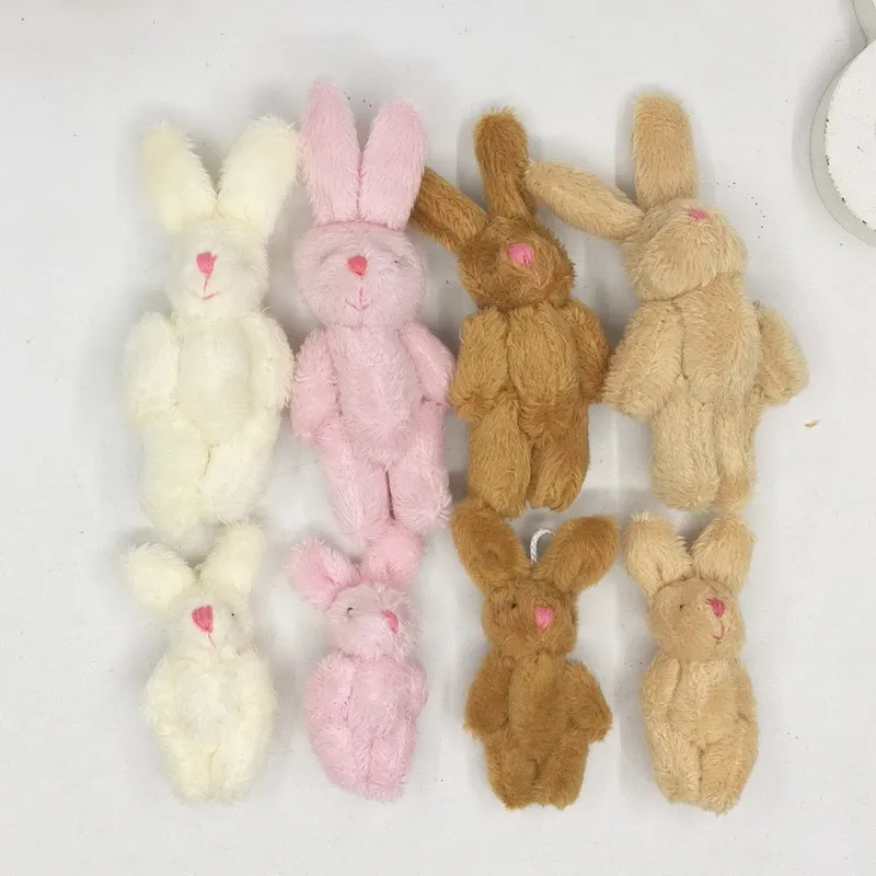 

5PCS 4.5/6cm 4colors Soft Mini Joint Rabbit Pendant Plush Bunny For Key Chain Bouquet Toy Doll DIY Ornaments Gifts