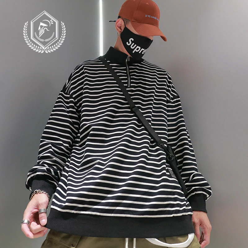 Men Fashion Loose Stripe Print Casual Pullover Hip Hop Sweatshirts
Men Fashion Loose Stripe Print Casual Pullover Hip Hop Sweatshirts