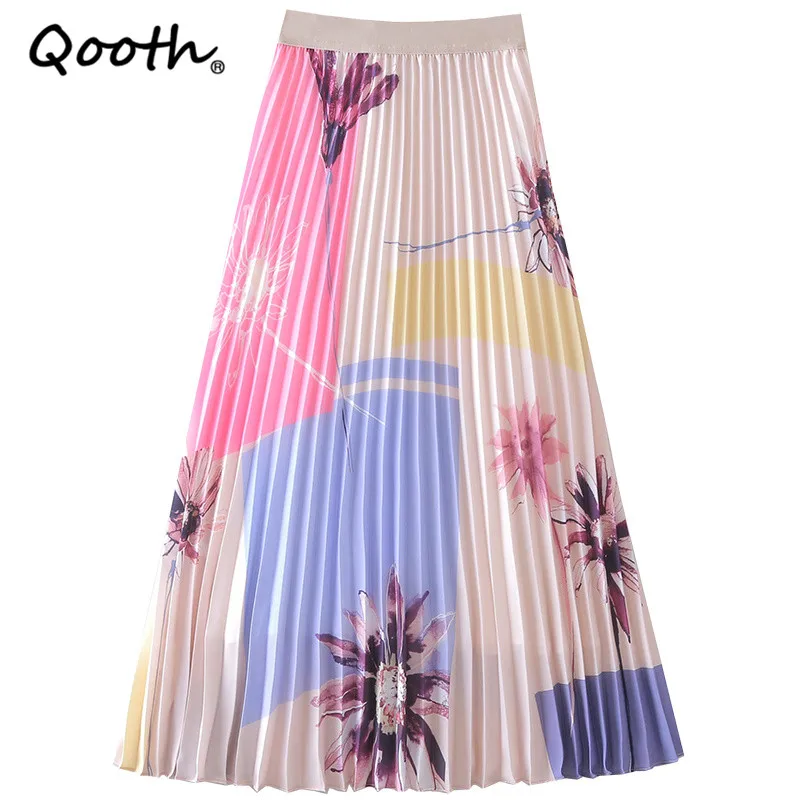 Qooth Printed Floral Chiffon Pleated Skirt High Waist Mid-length Fashion Elegant Skirt Summer Color Match A-line Skirt QT725
Qooth Printed Floral Chiffon Pleated Skirt High Waist Mid-length Fashion Elegant Skirt Summer Color Match A-line Skirt QT725