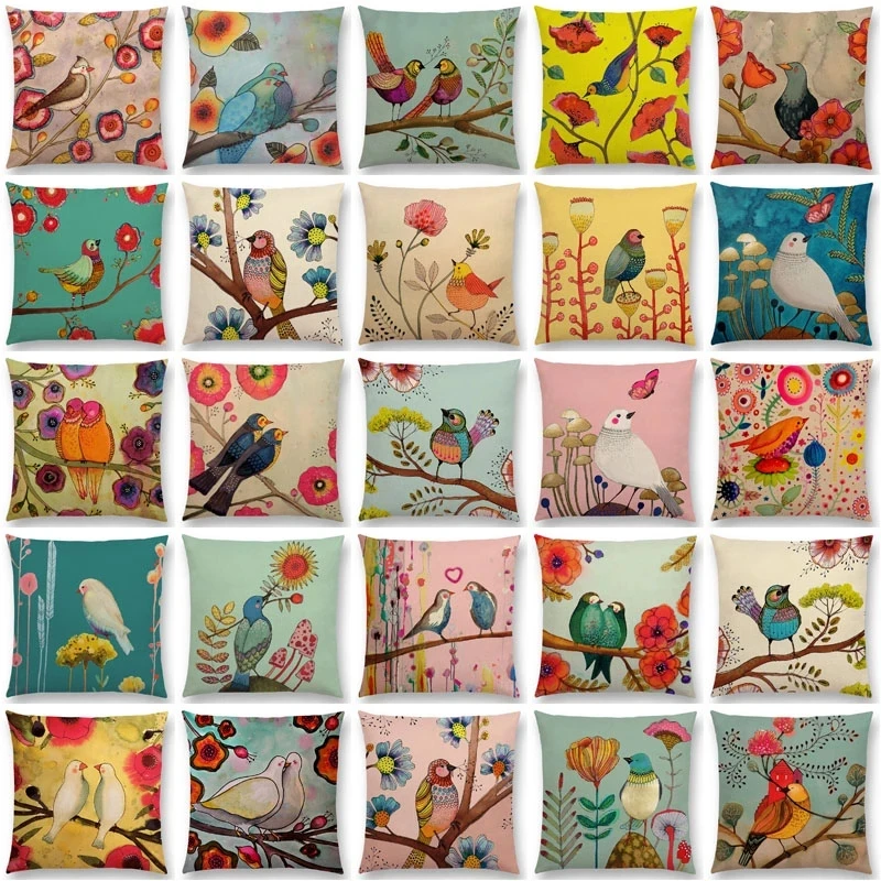 New Arrivals Watercolor Little Birds 45x45 Floral Home Decor Cushion Cover Polyester and linen Double-sided printing Pillowcase
New Arrivals Watercolor Little Birds 45x45 Floral Home Decor Cushion Cover Polyester and linen Double-sided printing Pillowcase