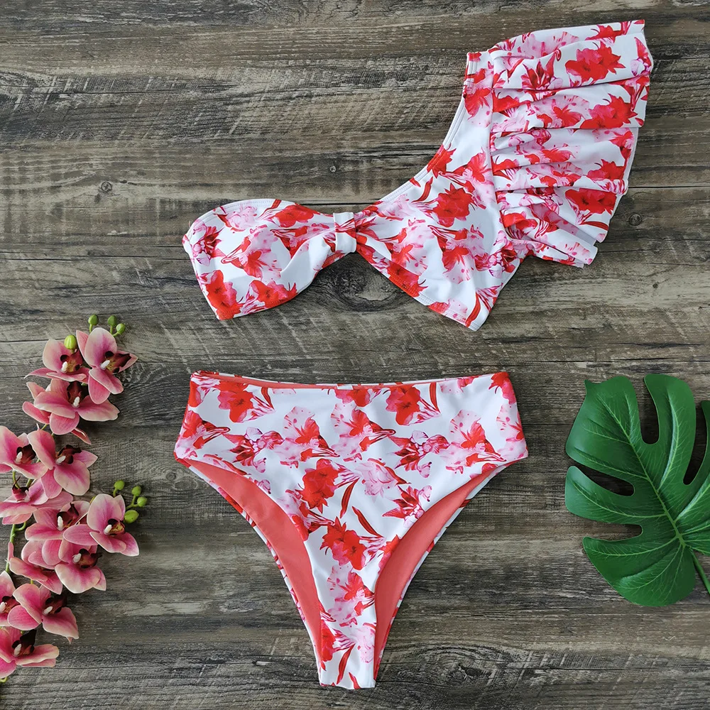 Sexy Print Ruffles Bikinis Set Skew Collar Bra Thong Swimwear Push Up Women Flower Vintage Body Swim Beach Pool Bathing Suit
Sexy Print Ruffles Bikinis Set Skew Collar Bra Thong Swimwear Push Up Women Flower Vintage Body Swim Beach Pool Bathing Suit