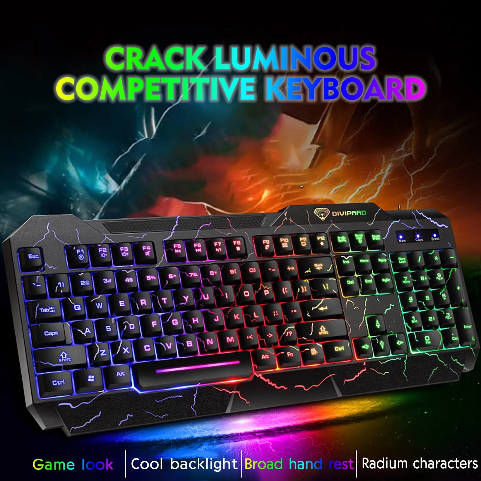 Wired Keyboard Color Crack Breathing Backlit 104-Key Gaming Keyboard Gaming Mechanical Keyboard For PC Computer Gamer #BL3
Wired Keyboard Color Crack Breathing Backlit 104-Key Gaming Keyboard Gaming Mechanical Keyboard For PC Computer Gamer #BL3
