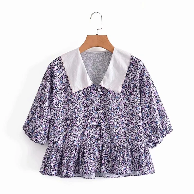 European and American Women's Summer Miniscule Bubble Sleeves Embroidered Doll Collar Floral Blouse Flounces
European and American Women's Summer Miniscule Bubble Sleeves Embroidered Doll Collar Floral Blouse Flounces