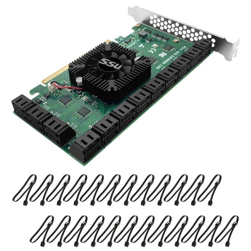 Chia Mining Riser PCIE SATA Card 24 Port with Cable 6Gbps SATA 3.0 Controller PCI Express Expansion Card Support SATA 3.0 Device
Chia Mining Riser PCIE SATA Card 24 Port with Cable 6Gbps SATA 3.0 Controller PCI Express Expansion Card Support SATA 3.0 Device