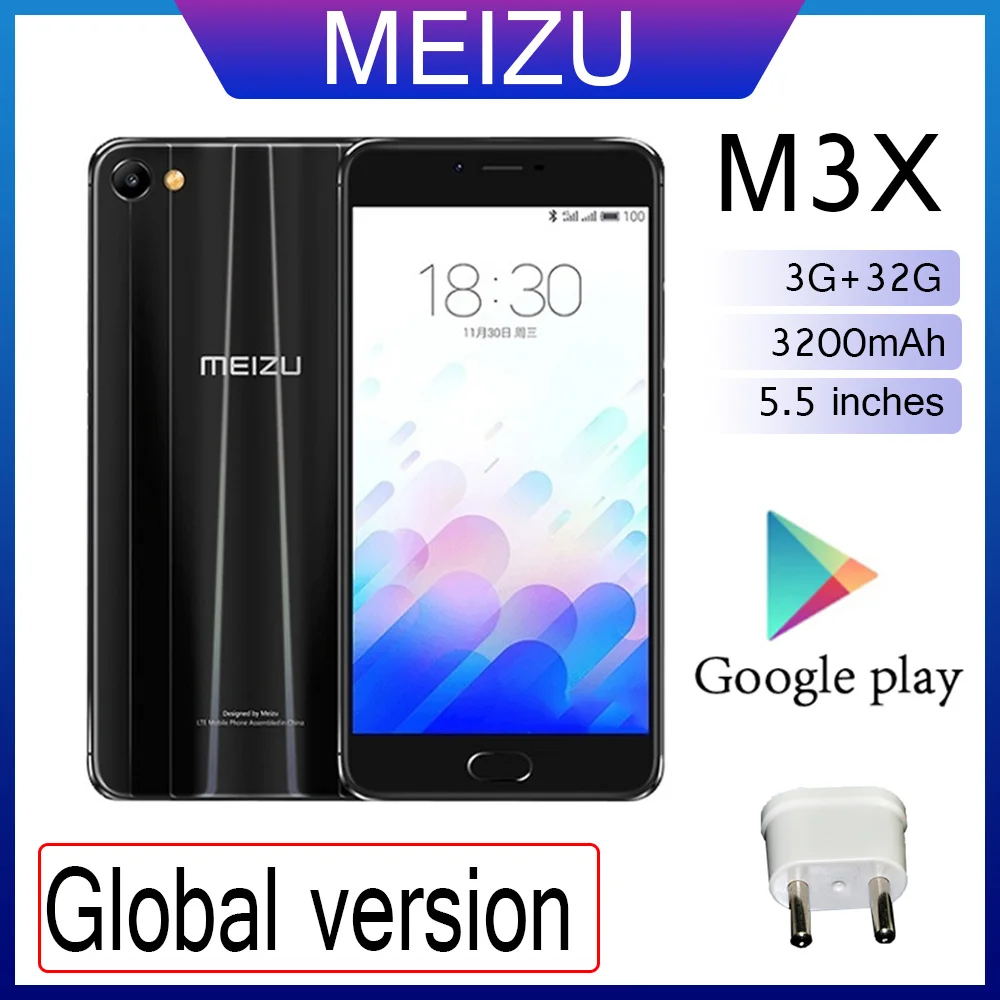 

98%New Meizu M3X 3GB 32GB smartphone Global version dual camera android phone cellphone MediaTek Helio P20 5.5 inch screen