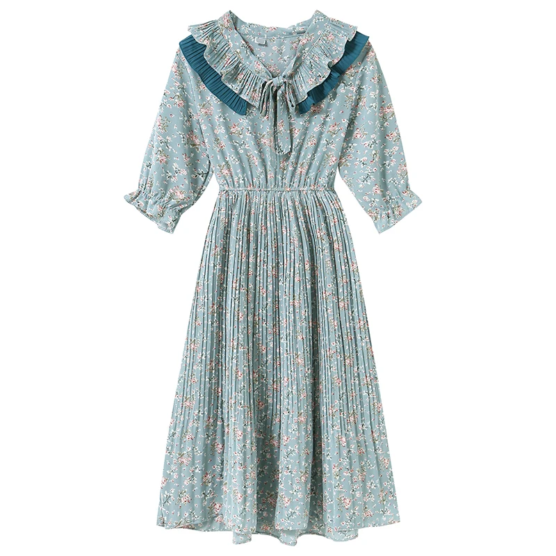 Vintage Floral Print Dress Women Green 2021 Chiffon Mid-calf Dress New Summer Short/long Sleeve Fairy Mori Cute Dresses Vestido
Vintage Floral Print Dress Women Green 2021 Chiffon Mid-calf Dress New Summer Short/long Sleeve Fairy Mori Cute Dresses Vestido