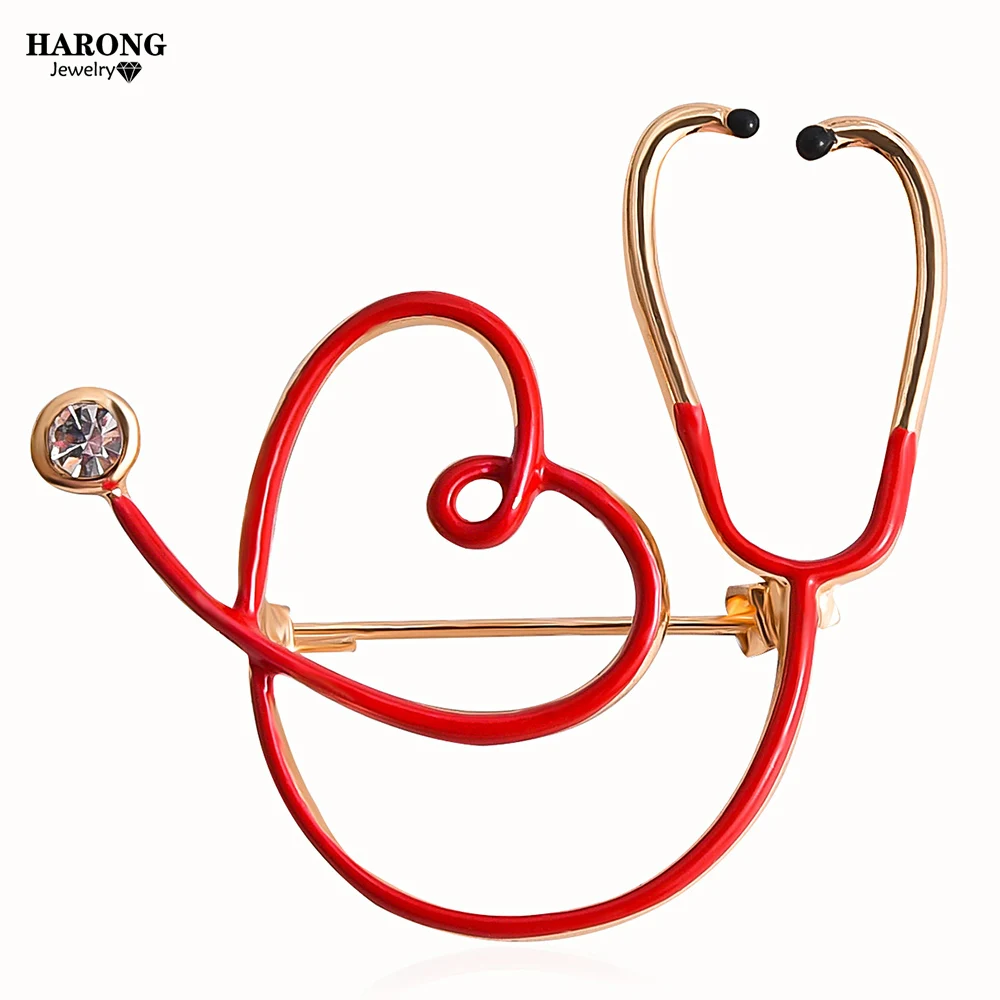 

Medical Medicine Enamel Brooch Pin Stethoscope Heart Shape Nurse Doctor Hospital Uniforms Pin Badge Jewelry Accessories