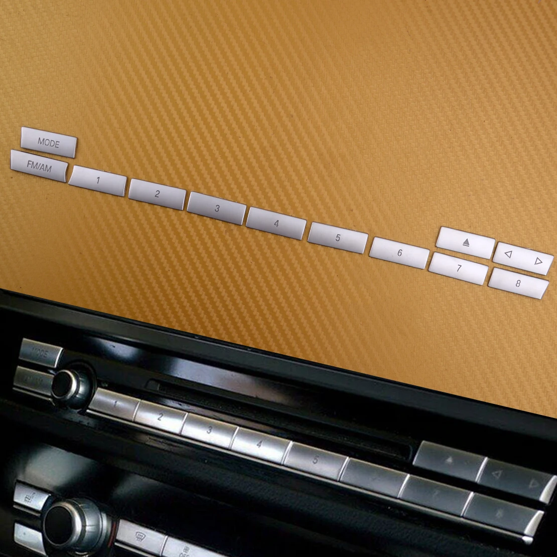 

12 шт./компл. Автомобильная центральная консоль CD цифровые кнопки блестки отделка Подходит для BMW F10 F18 F07 F06 F12 F13 7 серии 2011 2012 2013 2014